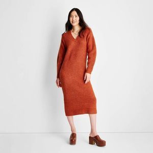 Women's Long Sleeve Chunky Sweater Midi Dress - Future Collective with Rees